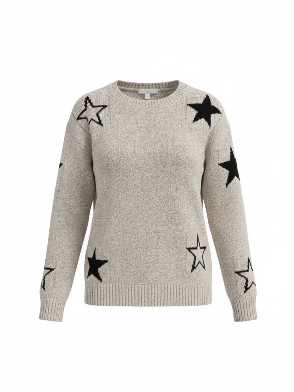 Star Accent Crewneck Sweater - Grey/Black